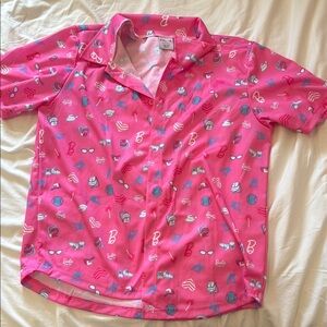 Barbie Pink Graphic Button-Up Shirt